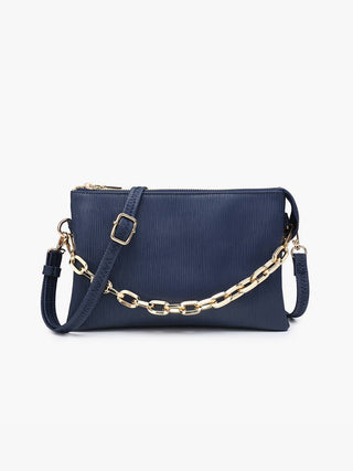Izzy Textured Crossbody – 3-Compartment Bag with Guitar Strap & Wristlet