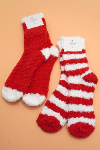 Christmas Holiday Fluffy Socks – Cozy Coral Fleece Crew Socks
