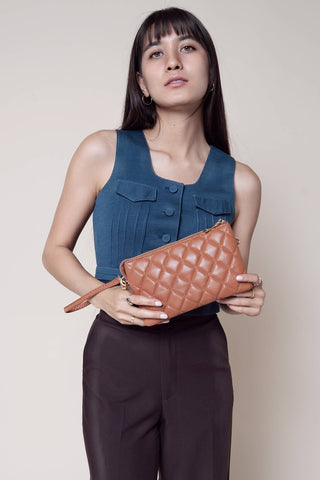 Riley Vegan Quilted Crossbody/Wristlet Combo