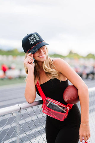 Game Day Embroidered Trucker Hat – Removable Beaded Band