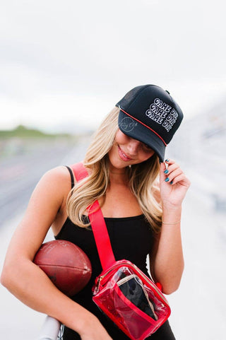 Game Day Embroidered Trucker Hat – Removable Beaded Band