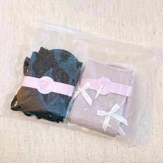 Shimmer Chic Bow Embellished Socks Set – 2 Pairs
