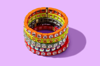 Stretch Bracelet - Enamel w/ Circle Stones - Zoe