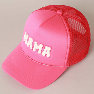 MAMA Chenille Patched Trucker Cap: FUCH / ONE SIZE