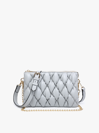 Izzy Puffer Quilted Crossbody with Chain – Trendy 3-Compartment Bag