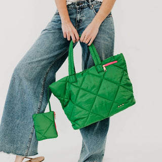 Presley Quilted Tote – Large Nylon Carryall With Matching Pouch