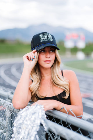Game Day Embroidered Trucker Hat – Removable Beaded Band