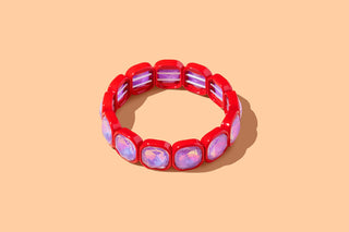 Stretch Bracelet - Enamel w/ Large Stones - Elise