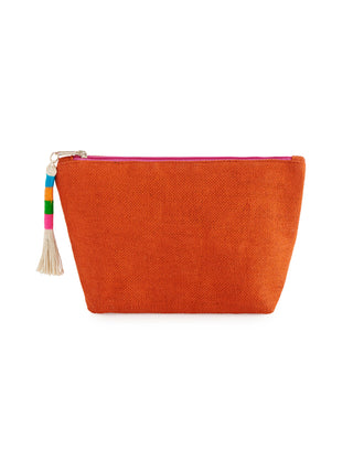 Cutie Zip Pouch – Woven Jute & PVC with Tassel | Turquoise, Navy, Orange, Pink