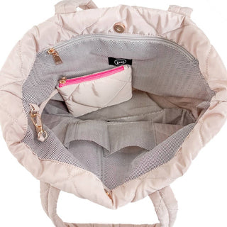 Presley Quilted Tote – Large Nylon Carryall With Matching Pouch