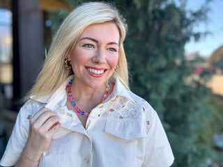 Beaded Necklace - Multi-Colored + Clear - Sophie