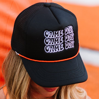 Game Day Embroidered Trucker Hat – Removable Beaded Band
