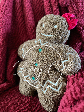 Christmas Sherpa Pillow – Gingerbread Girl, Gingerbread Man, Snowman, Candy Cane & Scotty Dog Designs