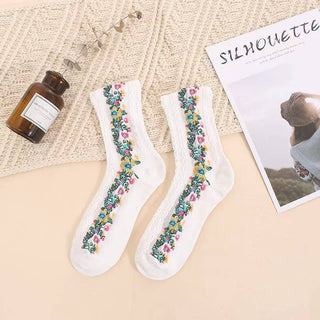 Floral Knit Vintage Casual Socks – Soft & Cozy Everyday Wear