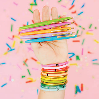 “Best Teacher Ever” Pen Set – 5 Metallic Ballpoint Pens with Gift Box