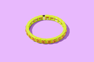 Stretch Bracelet - Enamel w/ Circle Stones - Zoe
