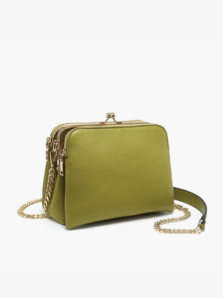 Kiva Crossbody – Vintage Kiss Lock Triple Compartment Bag