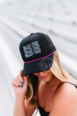 Game Day Embroidered Trucker Hat – Removable Beaded Band