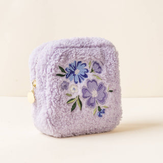Teddy Pouch-Square Dainty Floral Purple