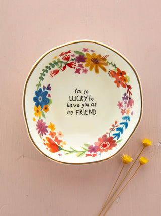 Ceramic Giving Trinket Bowl – Heartfelt Gift with Gold Foil Accents