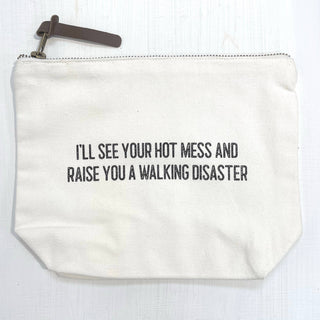 'Hot Mess' Cotton Makeup Pouch  / Cosmetic Bag