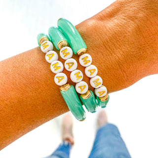 Mama Acrylic Tube Bamboo Bracelets