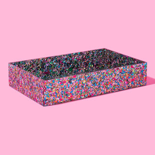 Acrylic Confetti Tray – 10" x 6" Colorful Display & Organizer