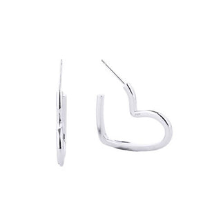 14K Gold-Dipped Heart Hoop Earring: ONE SIZE / WHITE GOLD
